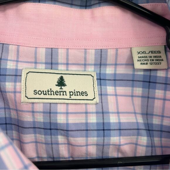 Southern Pines Pink & Blue Plaid Button Down Shirt Size XXL‎ Preppy - Picture 4 of 5